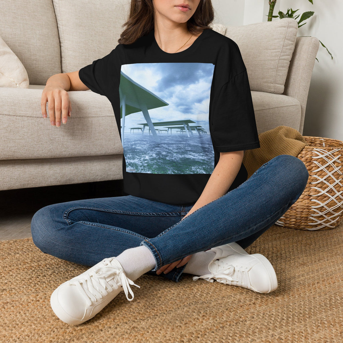 Beach Pier T-Shirt — Moody Seaside Landscape Tee
