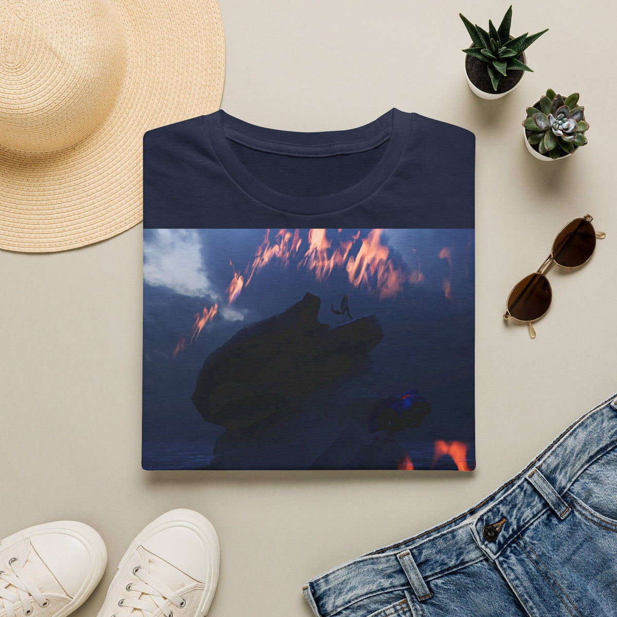 Pánské tričko Wolf Flames Graphic T-Shirt – Dark Mystic Animal Print