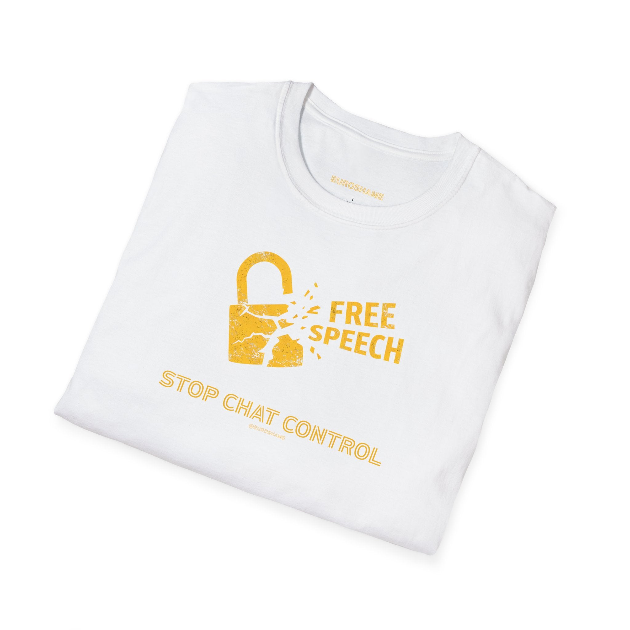 Free Speech. Stop Chat Control, front graphic T-shirt