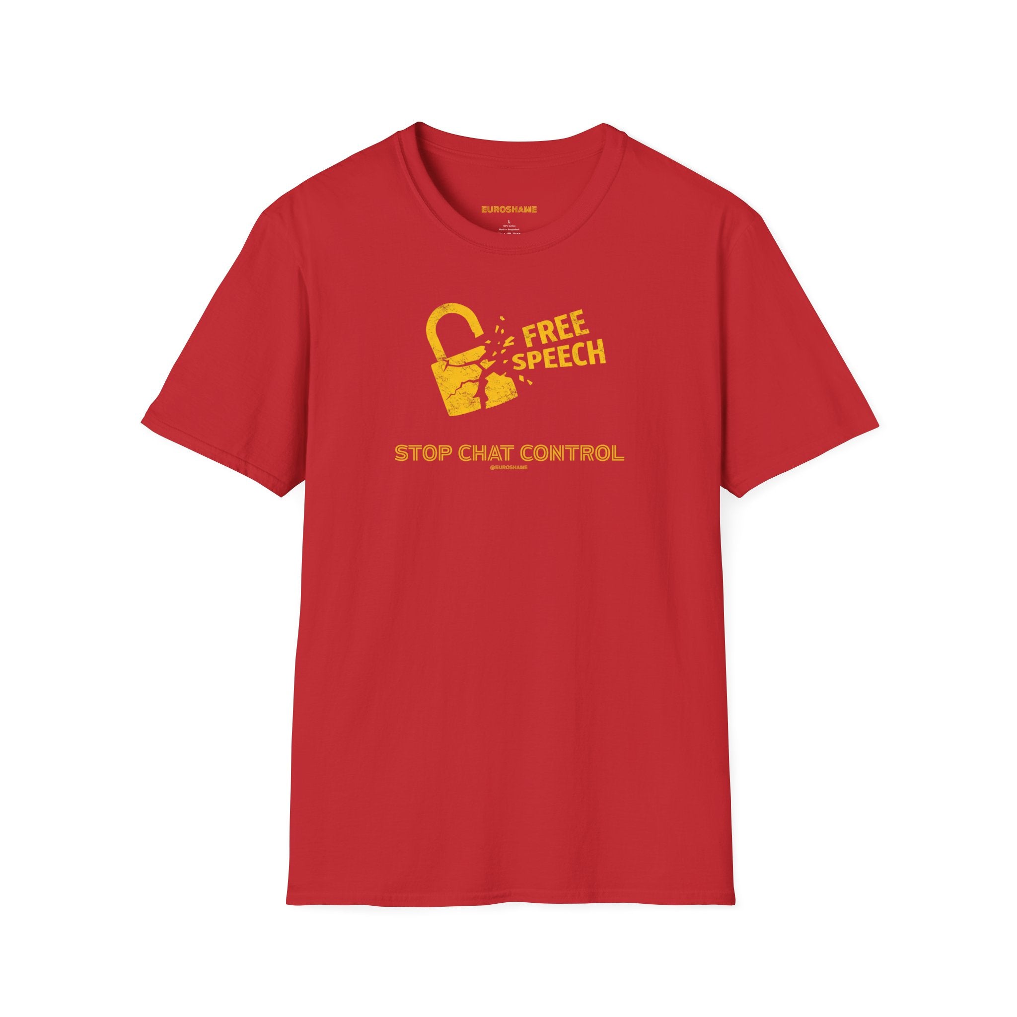 Free Speech. Stop Chat Control, front graphic T-shirt