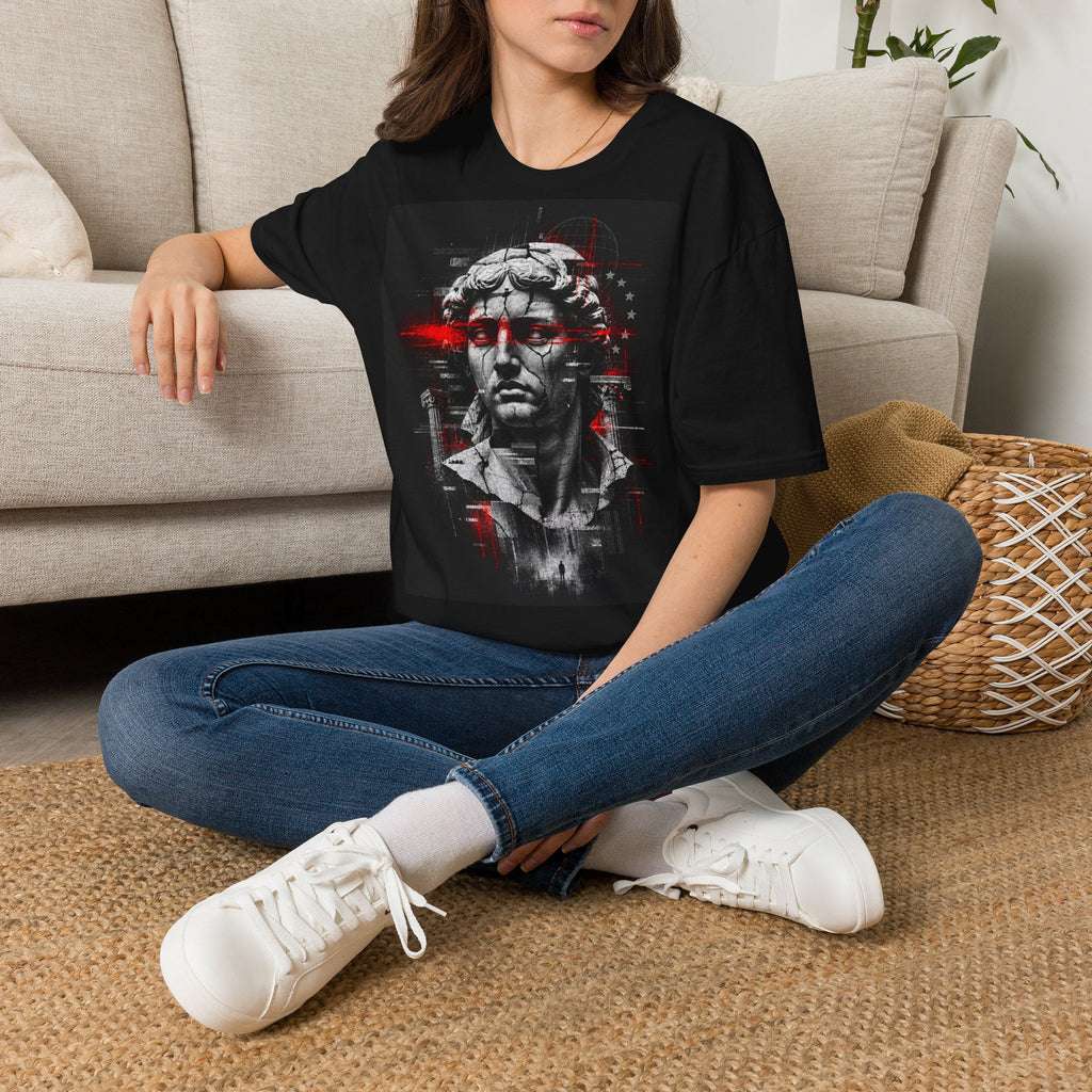 Statue Head Graphic Tee — Retro Cyber Roman Bust T-Shirt