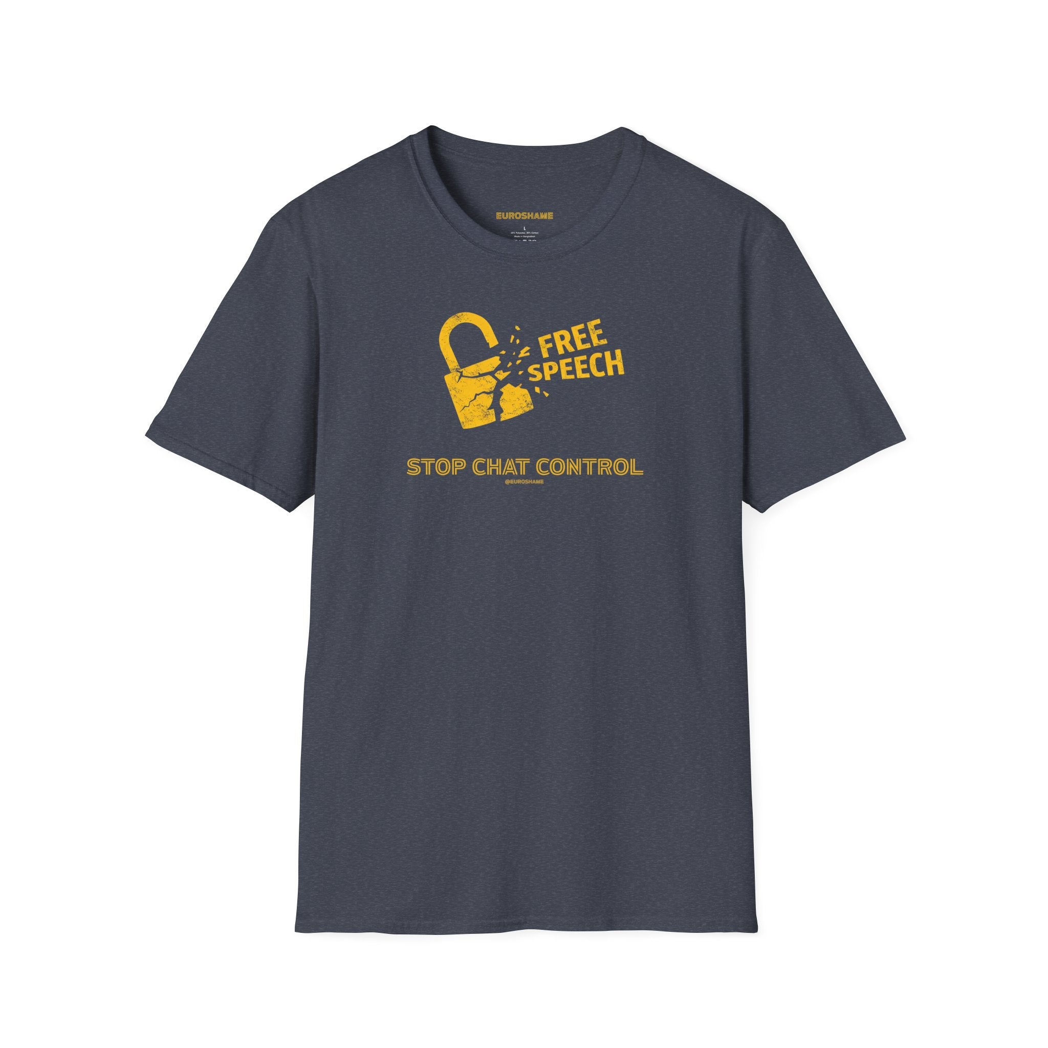 Free Speech. Stop Chat Control, front graphic T-shirt