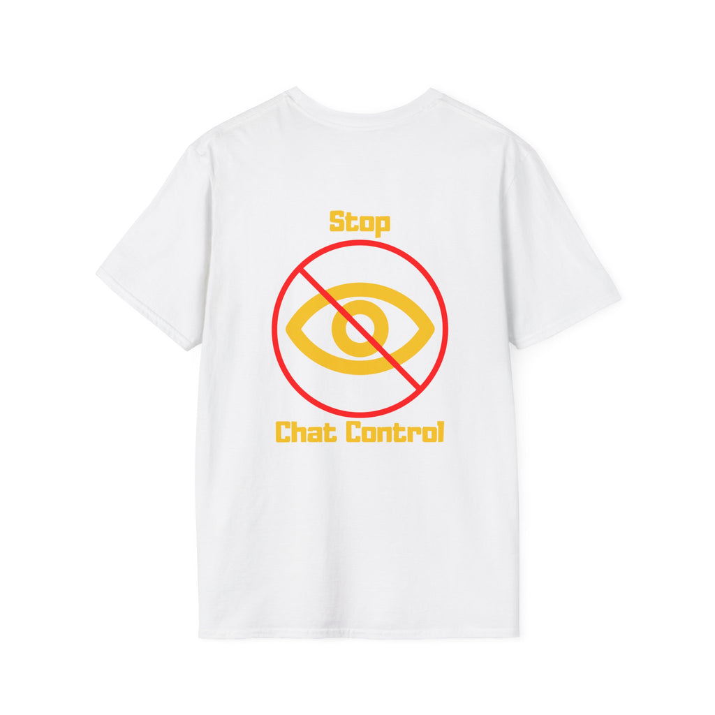 Stop Chat Control, backside graphic T-Shirt