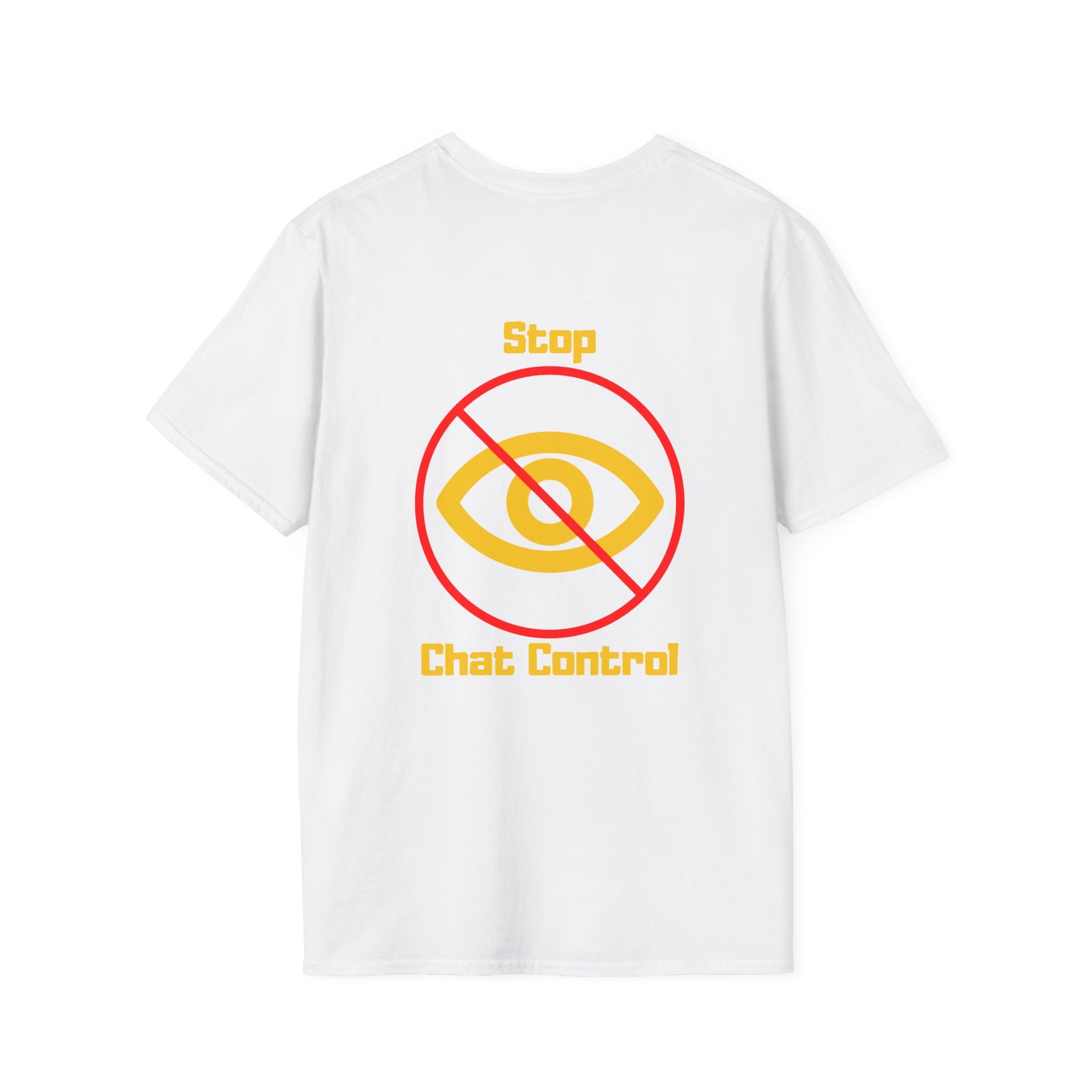 Stop Chat Control, backside graphic T-Shirt