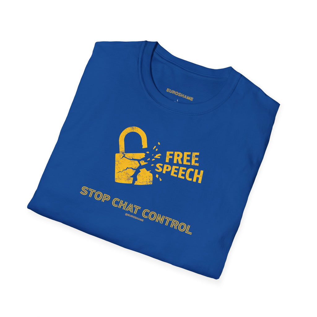 Free Speech. Stop Chat Control, front graphic T-shirt