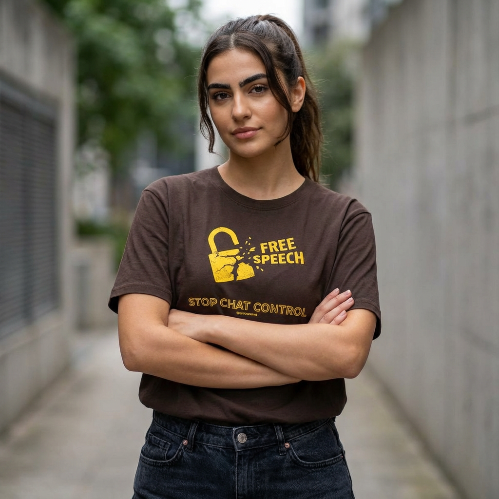 Free Speech. Stop Chat Control, front graphic T-shirt
