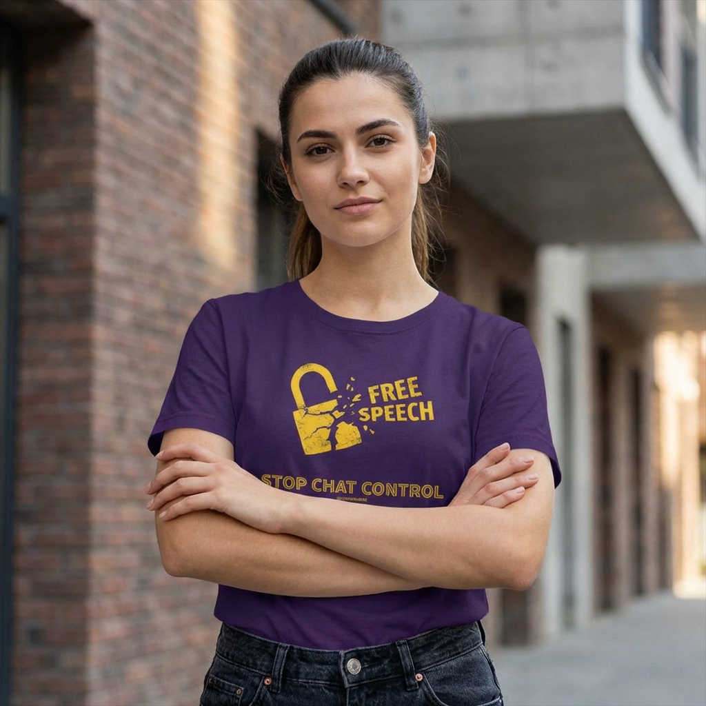 Free Speech. Stop Chat Control, front graphic T-shirt