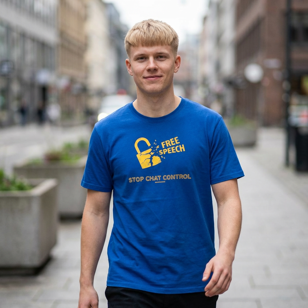 Free Speech. Stop Chat Control, front graphic T-shirt