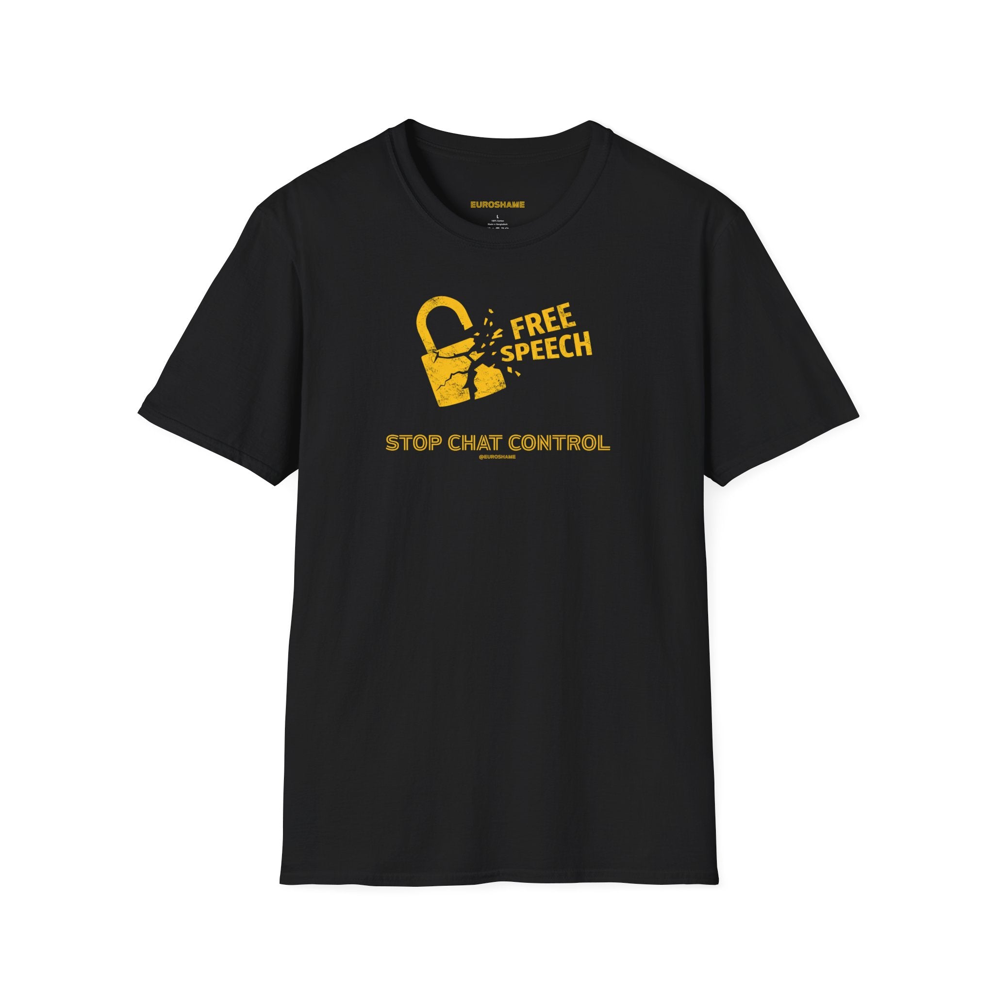 Free Speech. Stop Chat Control, front graphic T-shirt