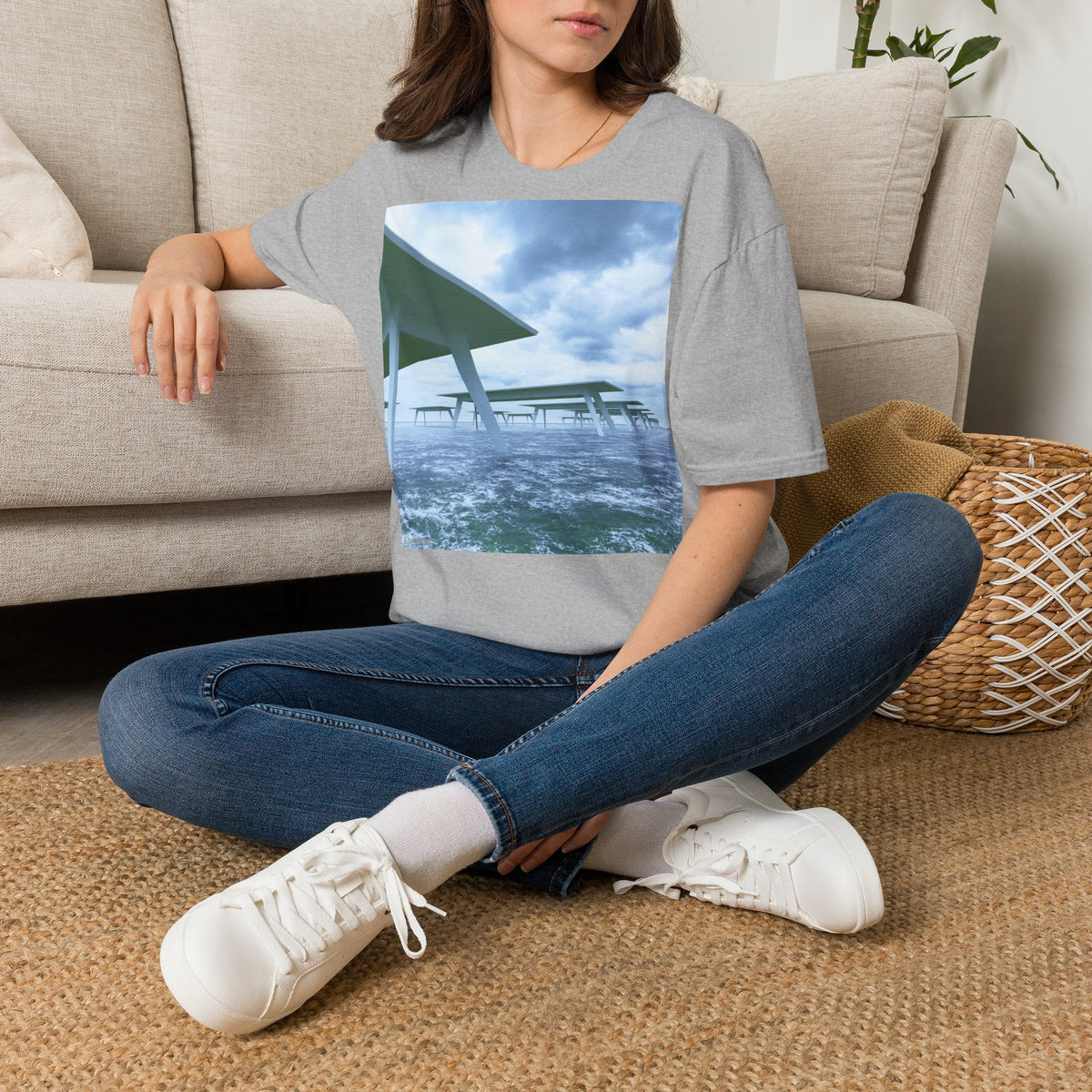 Beach Pier T-Shirt — Moody Seaside Landscape Tee