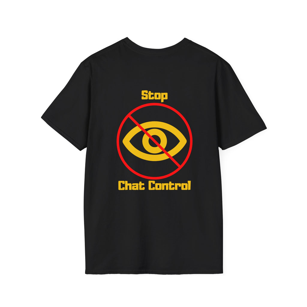 Stop Chat Control, backside graphic T-Shirt