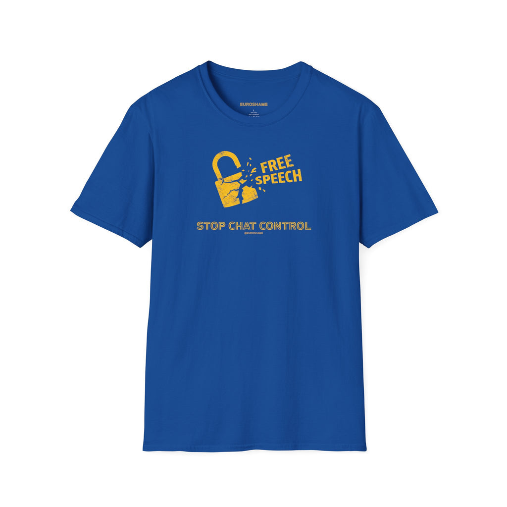 Free Speech. Stop Chat Control, front graphic T-shirt