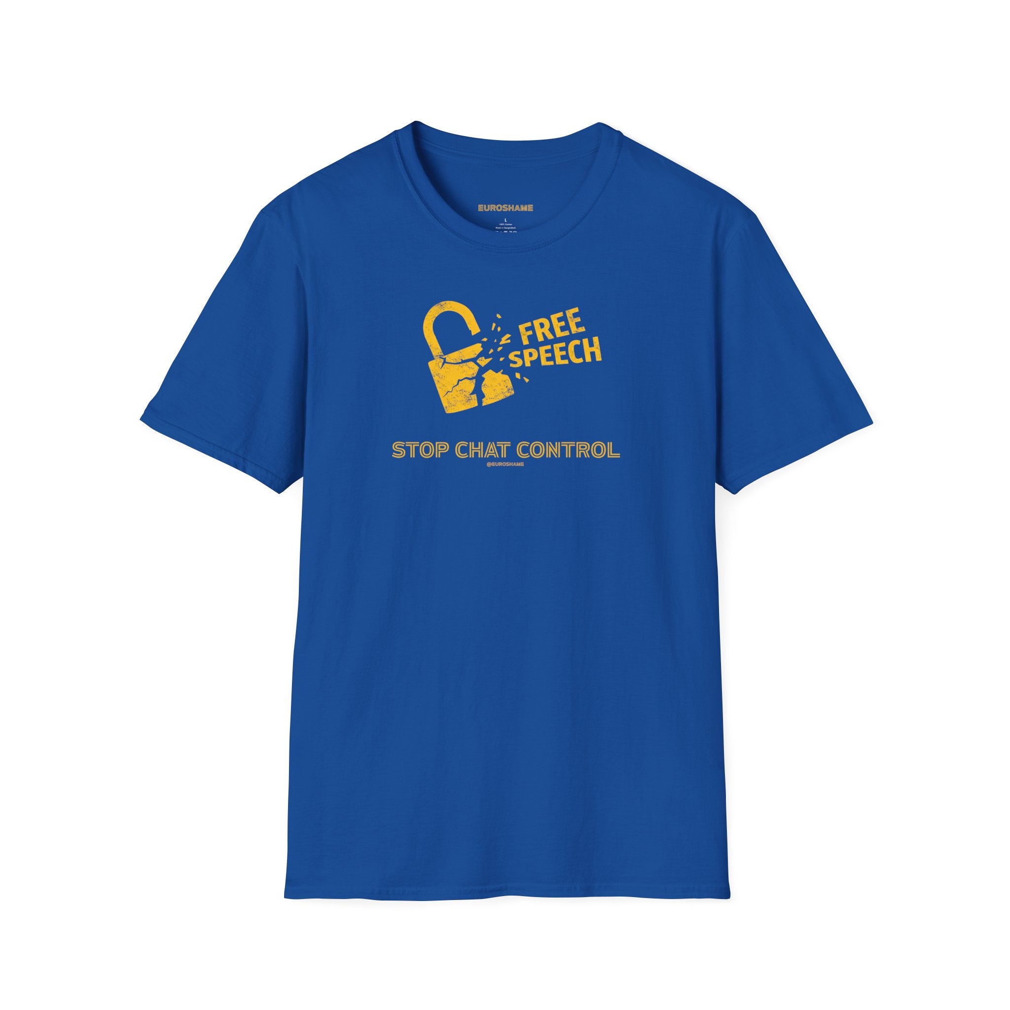 Free Speech. Stop Chat Control, front graphic T-shirt