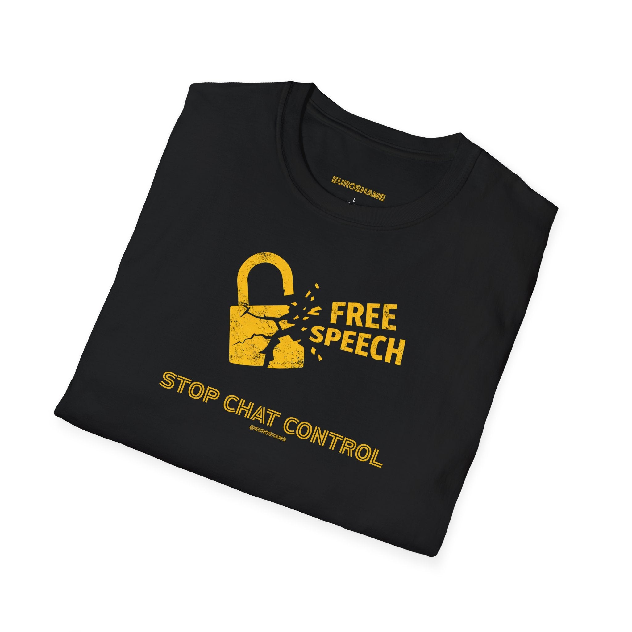 Free Speech. Stop Chat Control, front graphic T-shirt