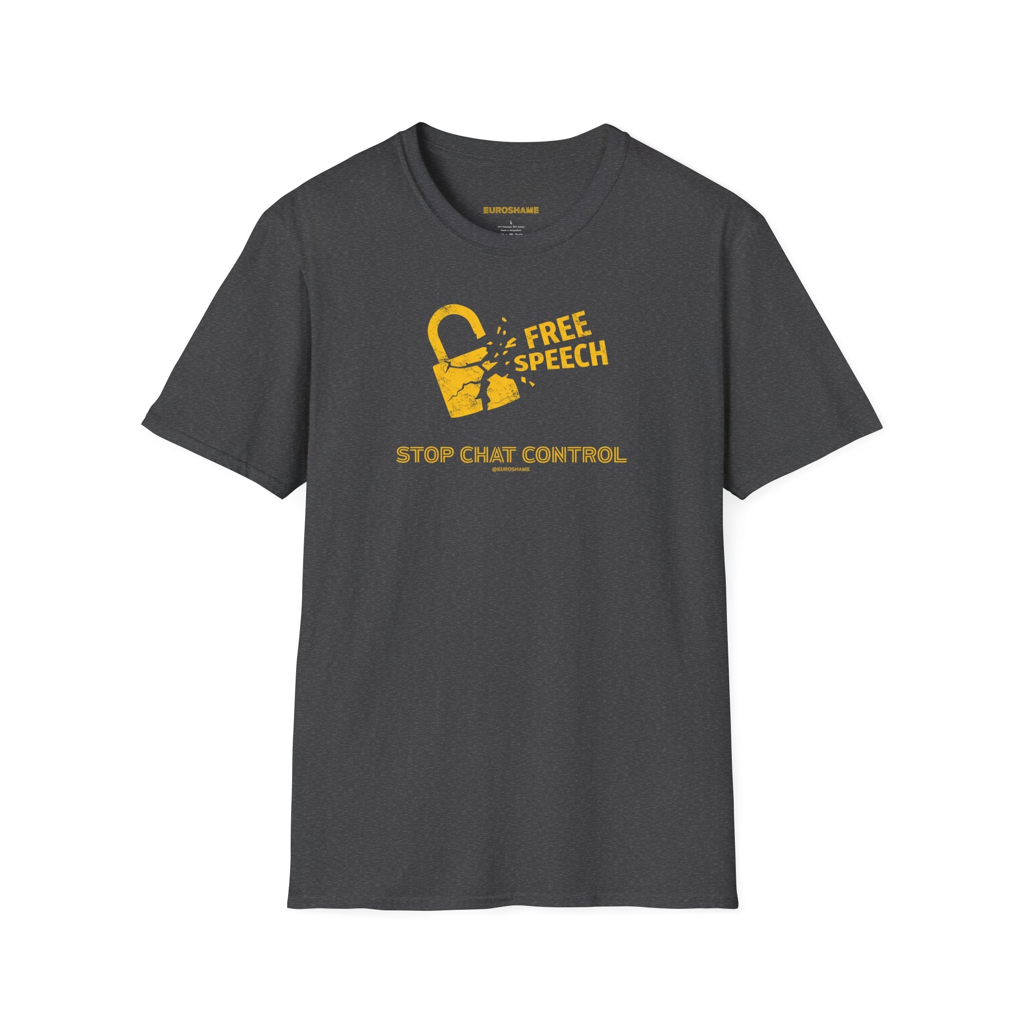 Free Speech. Stop Chat Control, front graphic T-shirt