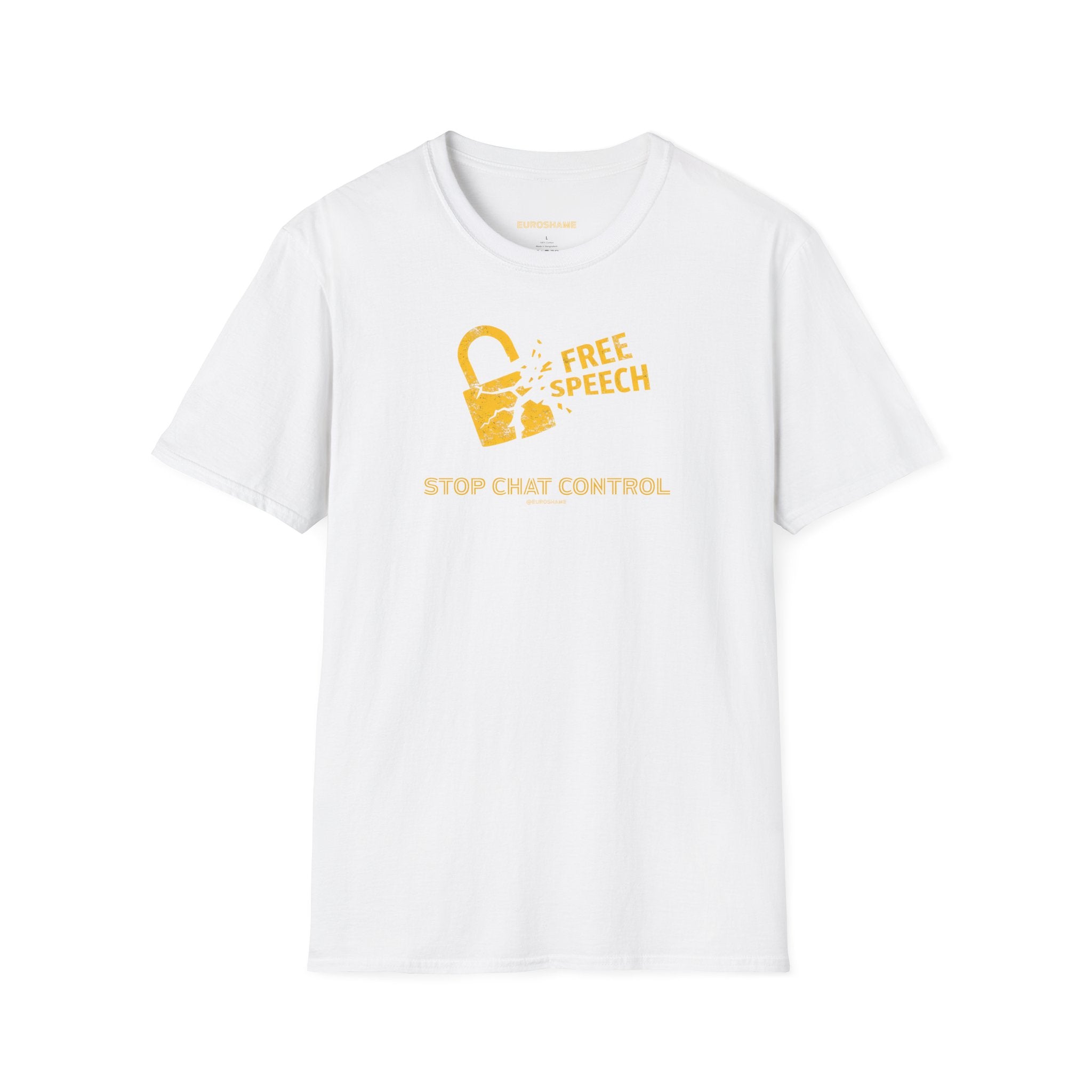 Free Speech. Stop Chat Control, front graphic T-shirt