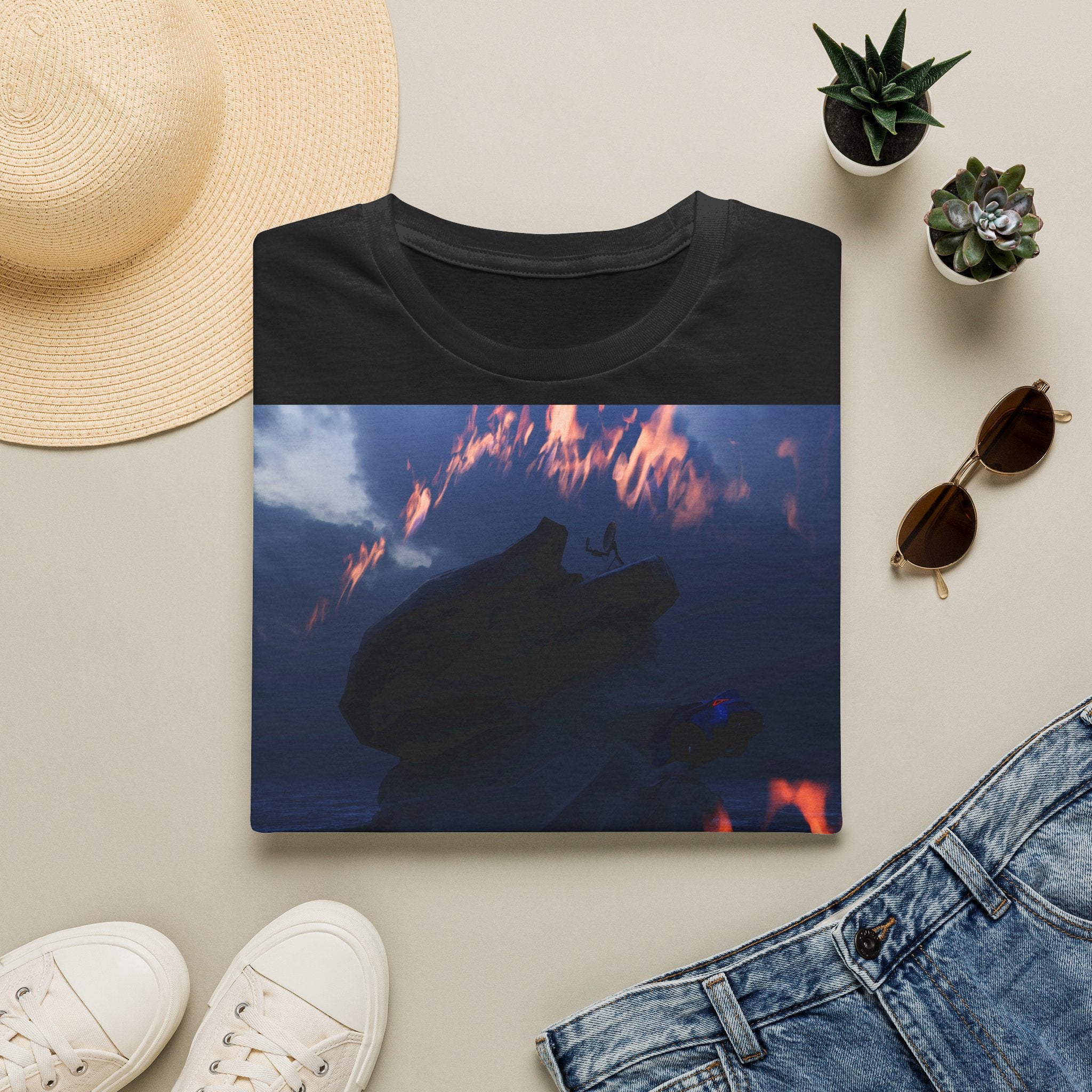 Pánské tričko Wolf Flames Graphic T-Shirt – Dark Mystic Animal Print
