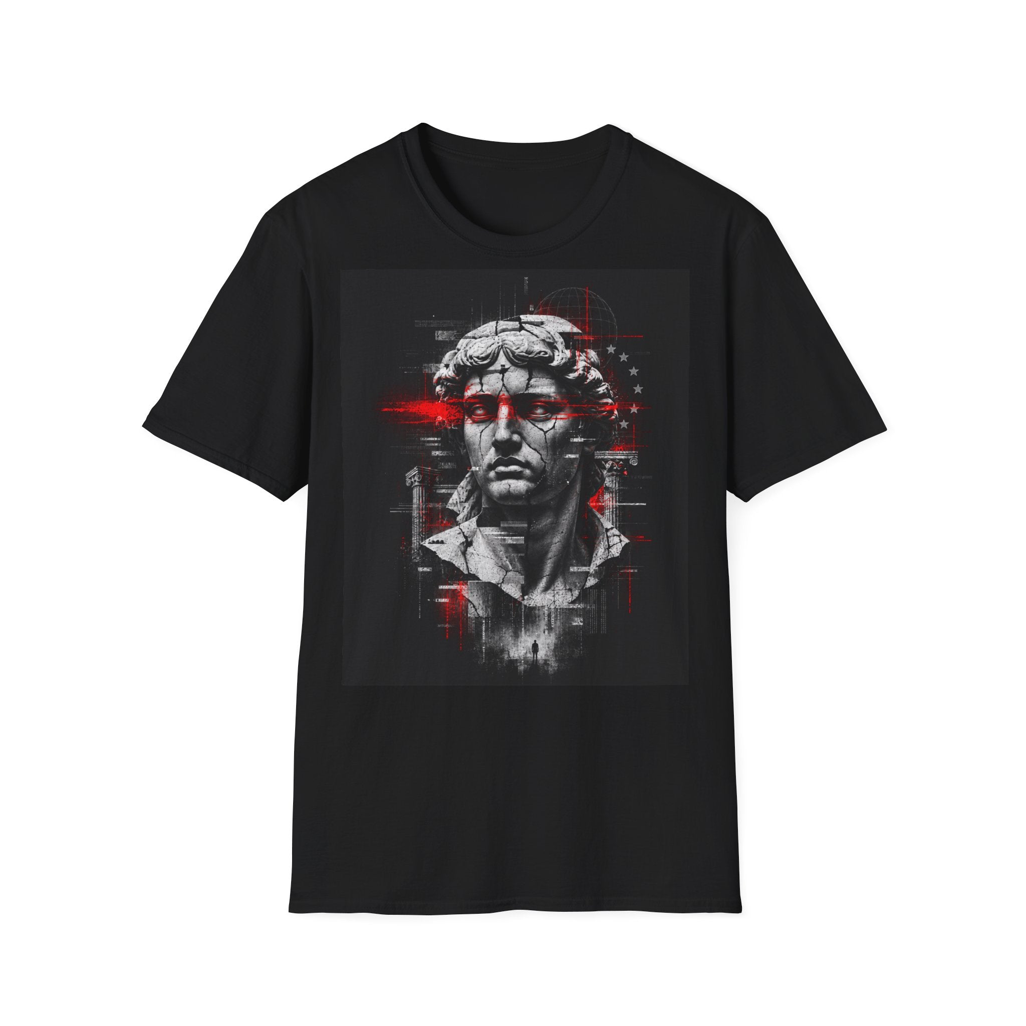 Statue Head Graphic Tee — Retro Cyber Roman Bust T-Shirt