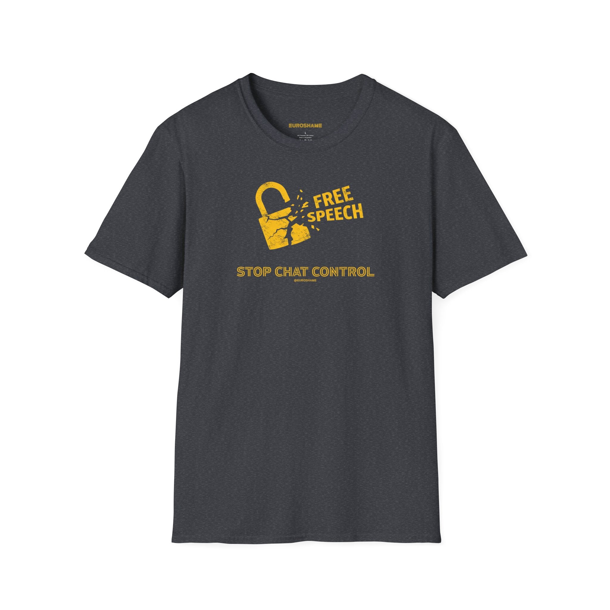 Free Speech. Stop Chat Control, front graphic T-shirt