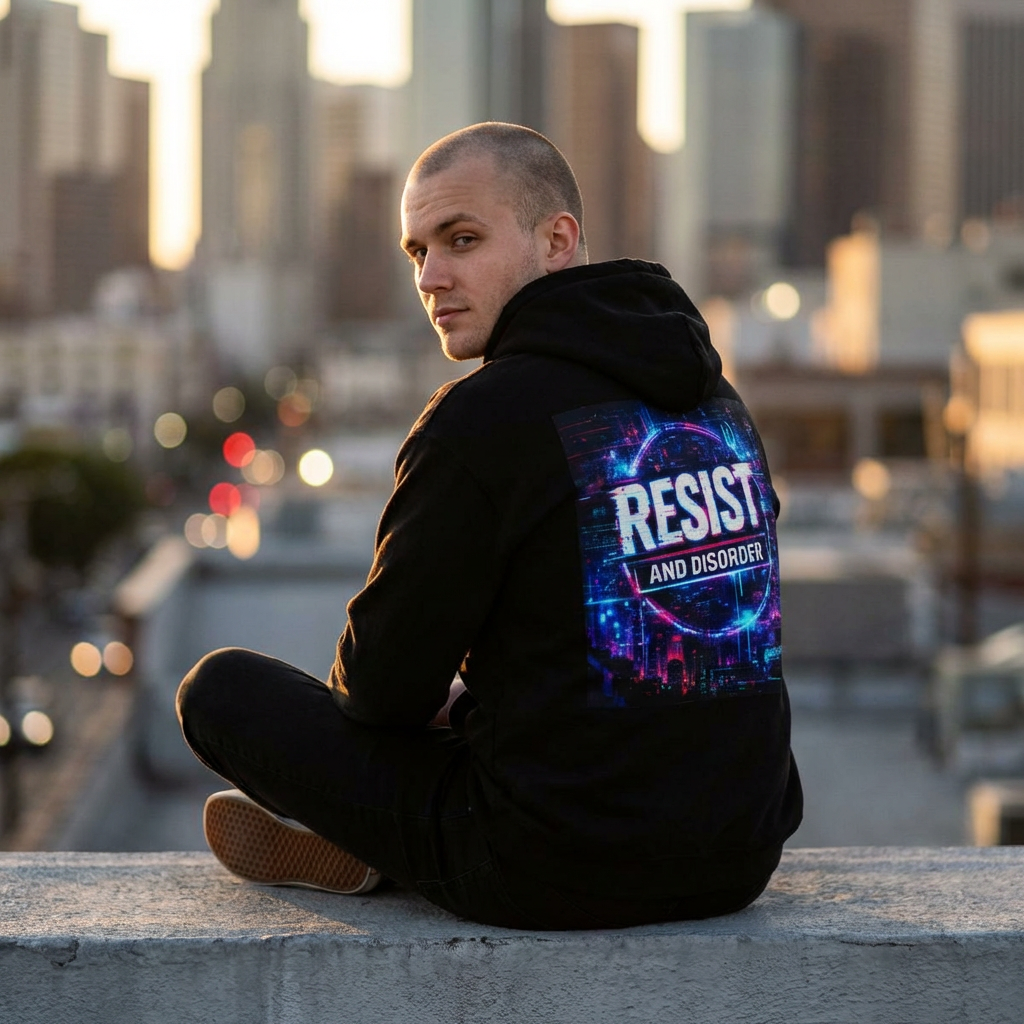 Cyberpunk style Resist and Disorder Hoodie