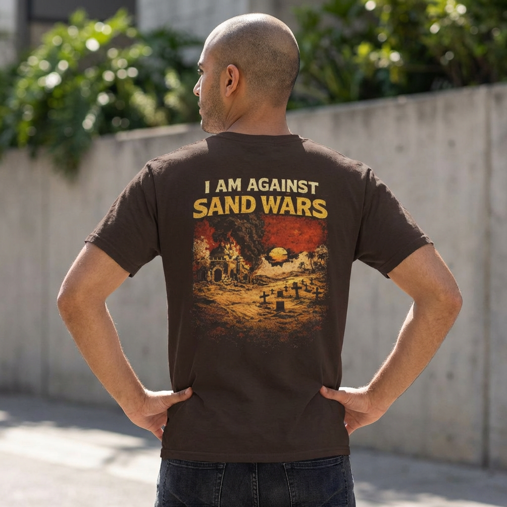 I Am Against Sand Wars, backside graphic T-Shirt